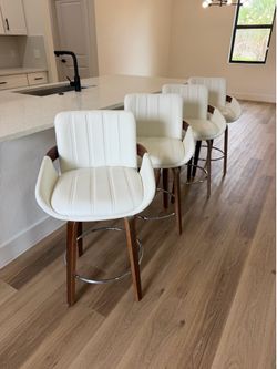 Alabaster White — Counter Height Stools — Mid Century Modern — Brand New! 🔥