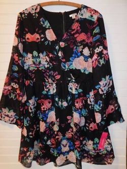 NWT Women's Size L Black Floral Chiffon Dress or Tunic-- NEW WITH TAGS