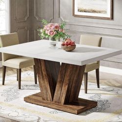 JW0669 47" Dining Table, Wooden Kitchen Dinner Table with Heavy Duty Pedestal No chairs