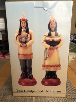 2 Hand Painted 16” Indians