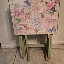 Set Of 4 TV Trays With Stand