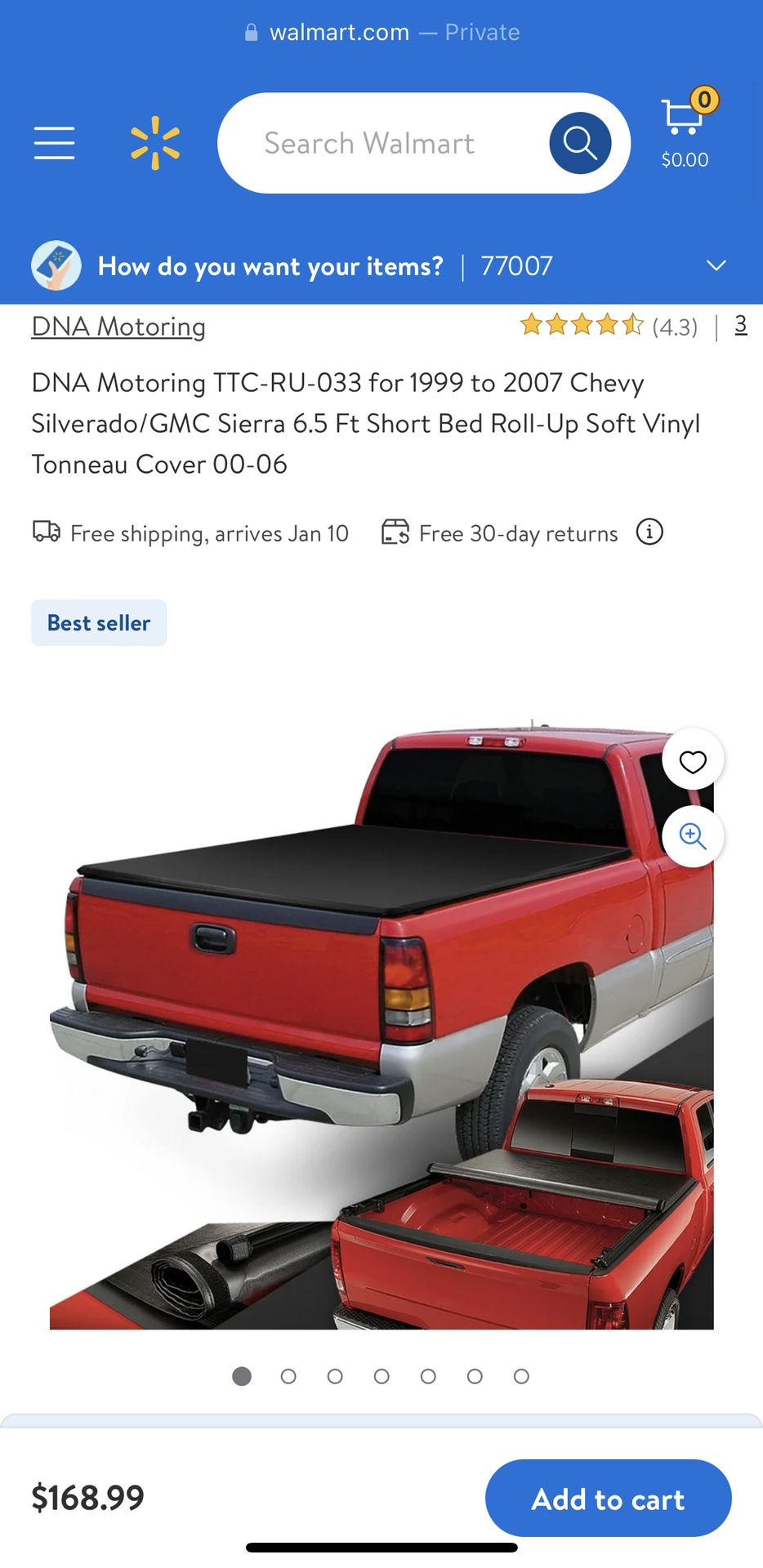 Silverado/Sierra 6'5 Ft roll up bed cover year 99-07
