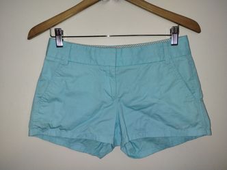 J.Crew Women’s Aqua Blue Chino Broken-in Shorts 100% Pockets Cotton Size 0