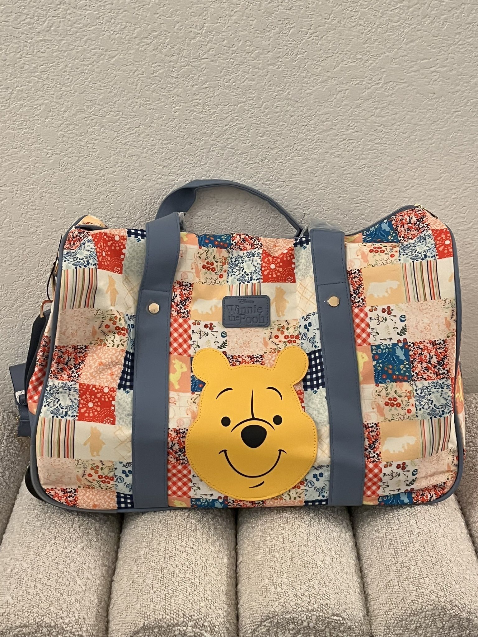 Disney Winnie The Pooh Rolling Duffel Bag Patchwork Tigger Eeyore Large NEW
