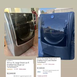 Lg Steam Washer 5.2 And Lg Steam Gas Dryer 9.0 