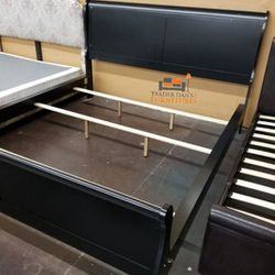 Brand New Queen Size Black Wood Sleigh Bed Frame (New In Box) 