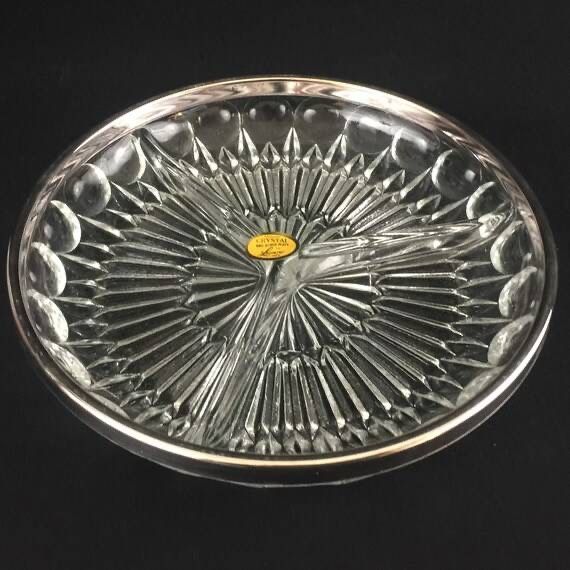 ✨Vintage 1980 Leonard Silver and Crystal Glass Appetizer Tray/Dish/Plate (brand new)