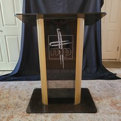 Plexiglass and metal lectern pulpit