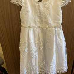 Gently Used Beautiful Baptism Dress with Matching Hair Piece