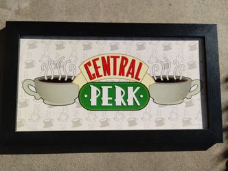 FRIENDS Central Perk coffee shop sign, framed, 18.5x10.5"