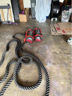 Battle rope and 2qty 25 pound sandbags