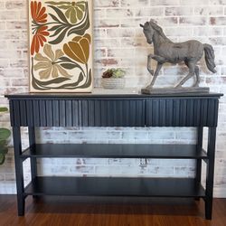 Modern Black Fluted Console Tank/ Entryway Table 