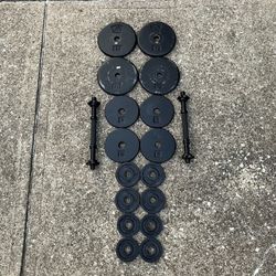 70lbs + 2x adjustable Standard 1” handles dumbbell Weight plate set dumbbells weights plates lb Ibs