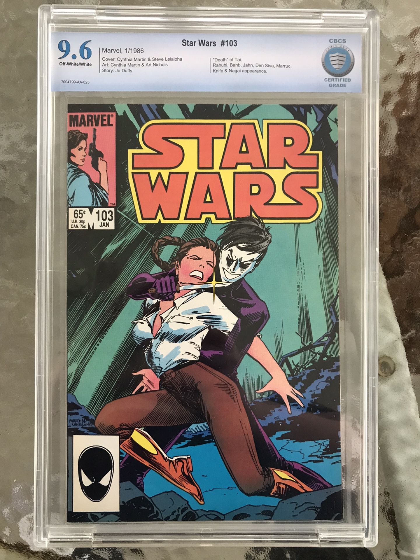 Star Wars #103 (1986) CBCS 9.6 — O/w to White; “Death” of Tai; Jo Duffy CGC