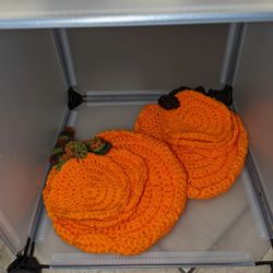 Crochet Pumpkin Coasters 