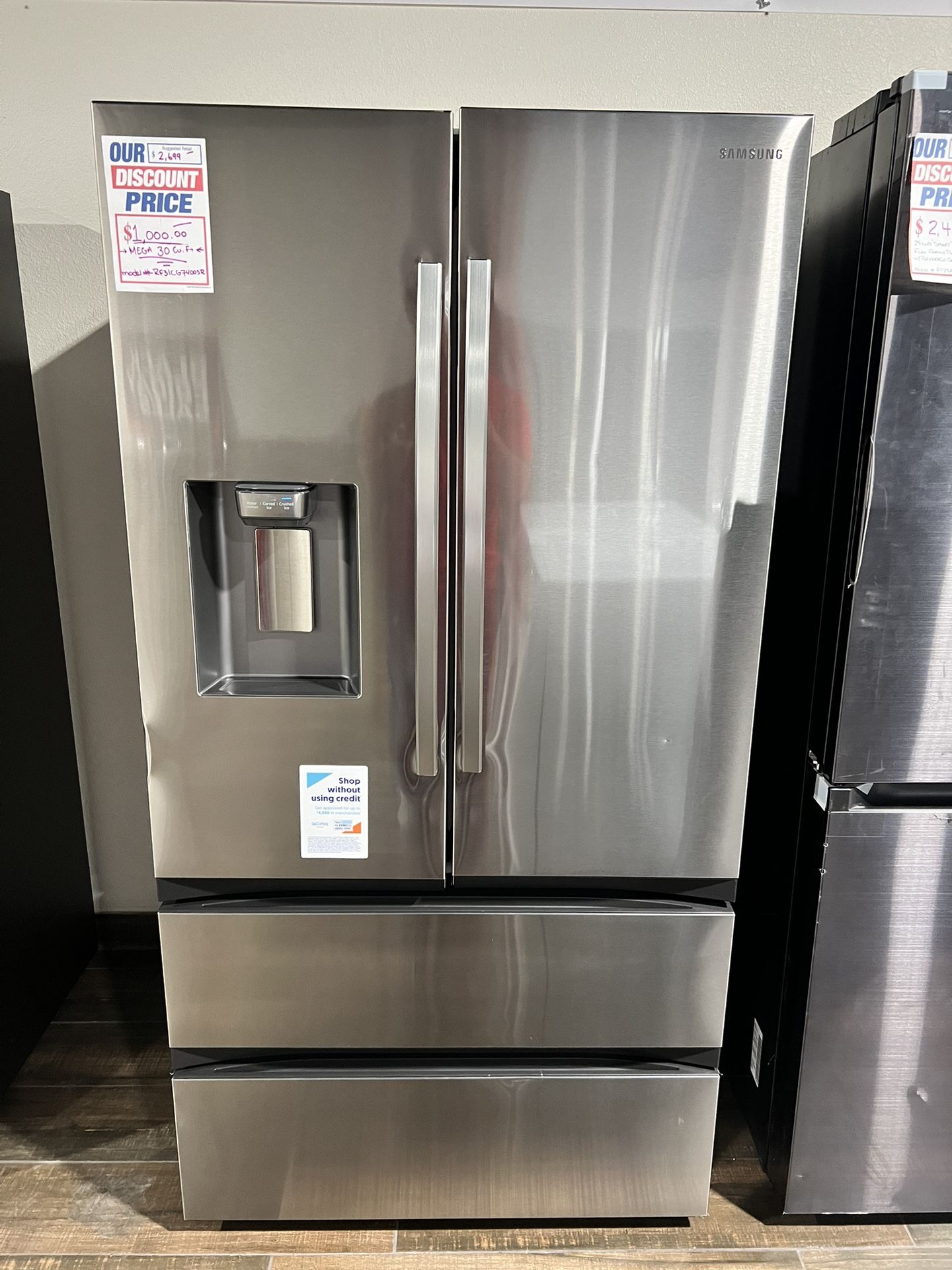 NEW SAMSUNG 4 DOOR REFRIGERATOR 30 CU FT