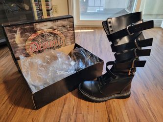 Demonia Black Leather Knee High Boots