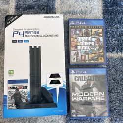 PS4 Stand + Games: GTA V and COD Modern Warfare 