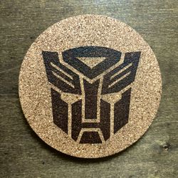 Transformers Autobots Symbol Laser Engraved Cork Coaster