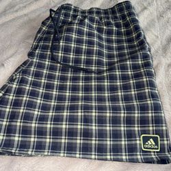 Adidas Plaid Pattern Shorts Navy Blue /yellow /cream Color Size Large  Men’s