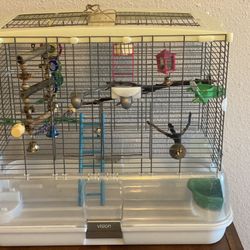 Bird cage with Toys 25” X 16” X 21”