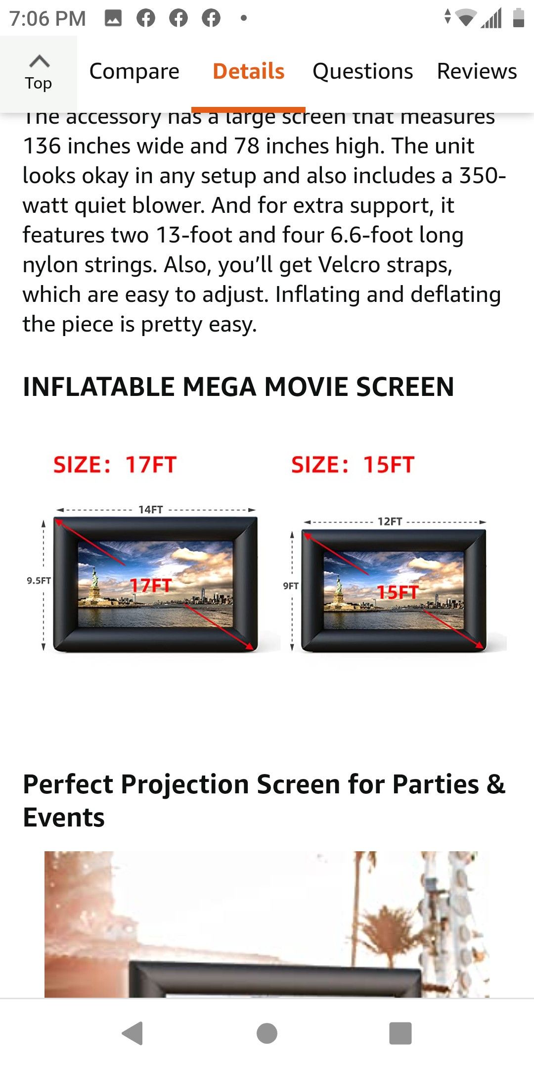 Inflatable mega movie screen 15 ft high