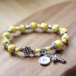 Rosary Bracelet, Crystal beads, Silver Plated beads, All sizes