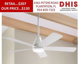 Nevali 52'' White Color Changing LED Indoor Matte White Ceiling Fan with Light, Remote and Hubspace