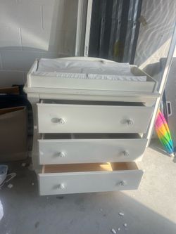 White Baby Changing Table & 3-Drawer Dresser with Changing Pad