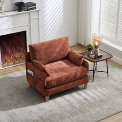 #652--Villeston Accent Chair, convertible Sofa Bed ,mid-century modern for Bedroom Living Room, Orange