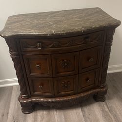 Brown Dresser With Marble On Top