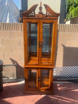 Wood and Glass Curio Display Cabinet