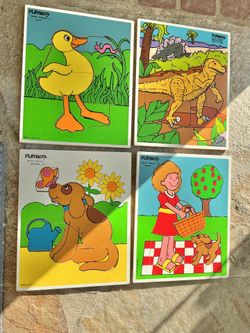 Vintage Puzzles Baby Toddler Duck Dinosaur Dog Girl
