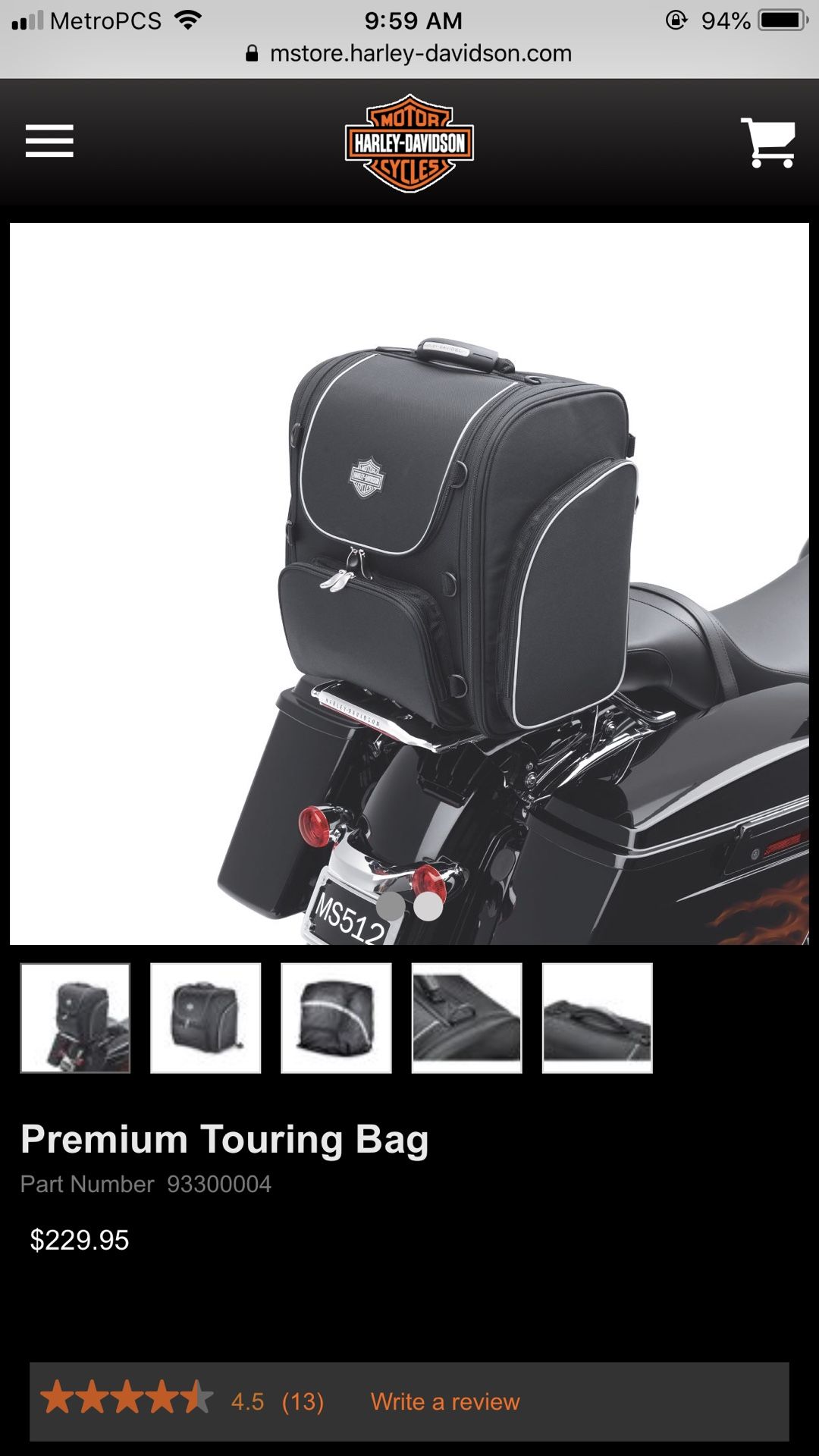 Harley Davidson Premium Touring Bag Part Number 93300004