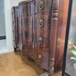 Vintage Mahogany Dresser With Lions Head Handle