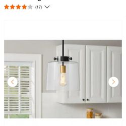 Hampton Bay 
Mullins 10 in. 1-Light Contemporary Coal and Honey Gold Pendant Hanging Light, Modern Industrial Kitchen Pendant Light