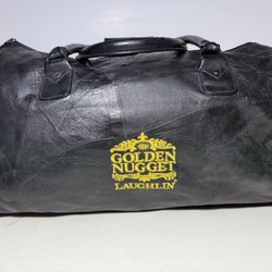 Golden Nugget Casino Black Leather Duffle Player Bag Luggage Carry On