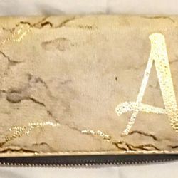 Gold Marble White Wristlet Wallet
