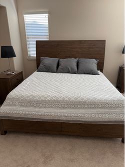 King size wooden bed frame with box springs