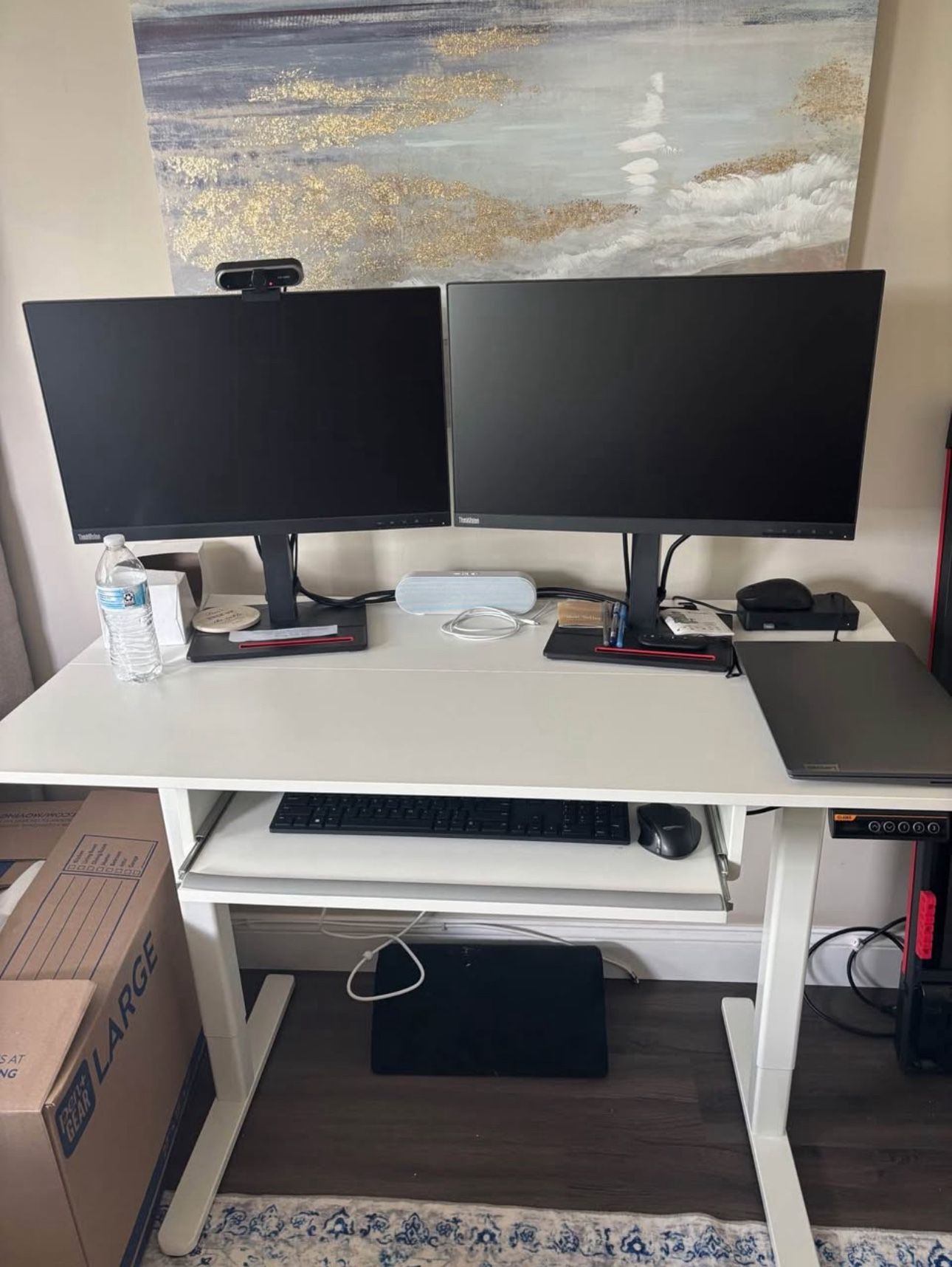 Electric Standing Desk, White, 48x24
