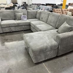 ✅️✅️4-Piece Convertible Sectional Sleeper Sofa, Chaise Storage, Sofa Storage & USB Port✅️✅️