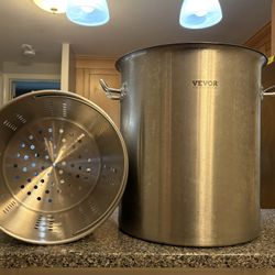 VEVOR Stainless Steel Stockpot with Basket & Lid, 42 Quart