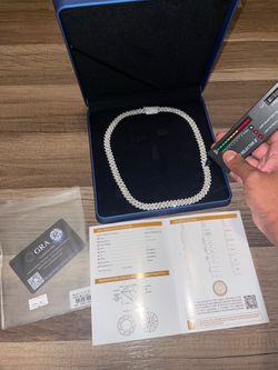 Moissiante stones Vvs 12ct silver 10mm Cuban link 20 inch long chain (PASSES DIAMOND TESTER)