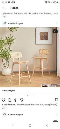 Wood Outdoor Bar Stool in Natural (2-Pack)