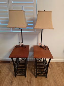Two side tables / Nightstands with Lamps