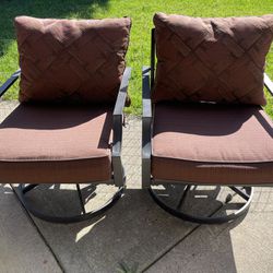 2 Patio Metal Swivel Chairs 