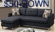 (Easy Finance & Free Delivery) Black Fabric Compact Sectional