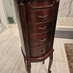 Floor Standing Jewelry Organizer With Mirror Inside 