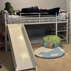 White Loft Bed With Slide 