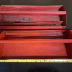 VINTAGE METAL CRAFTSMAN RED TOOL BOX TRAYS